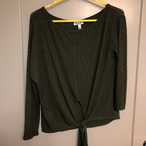 NWOT Olive Green front tie top